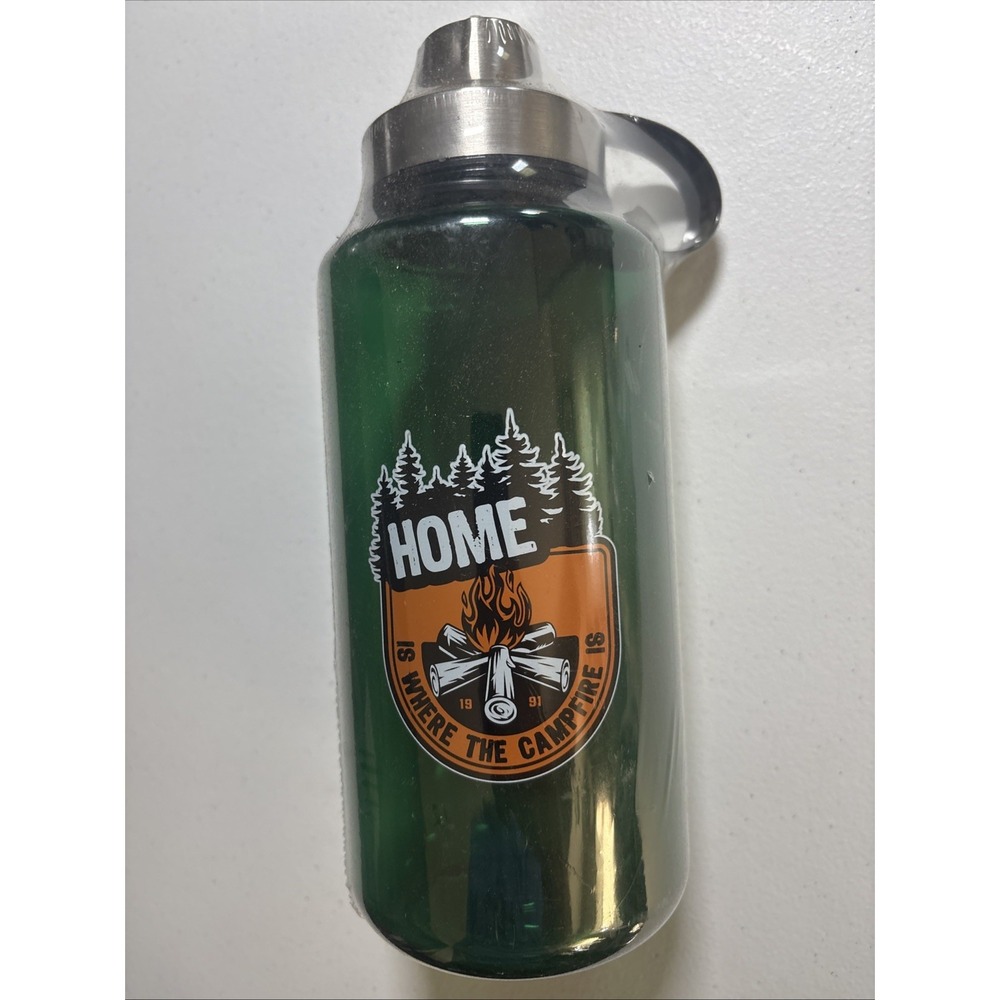 New Ozark Trail Home Campfire 32oz Green BPA Free Water Bottle 2 Screw-on Lid